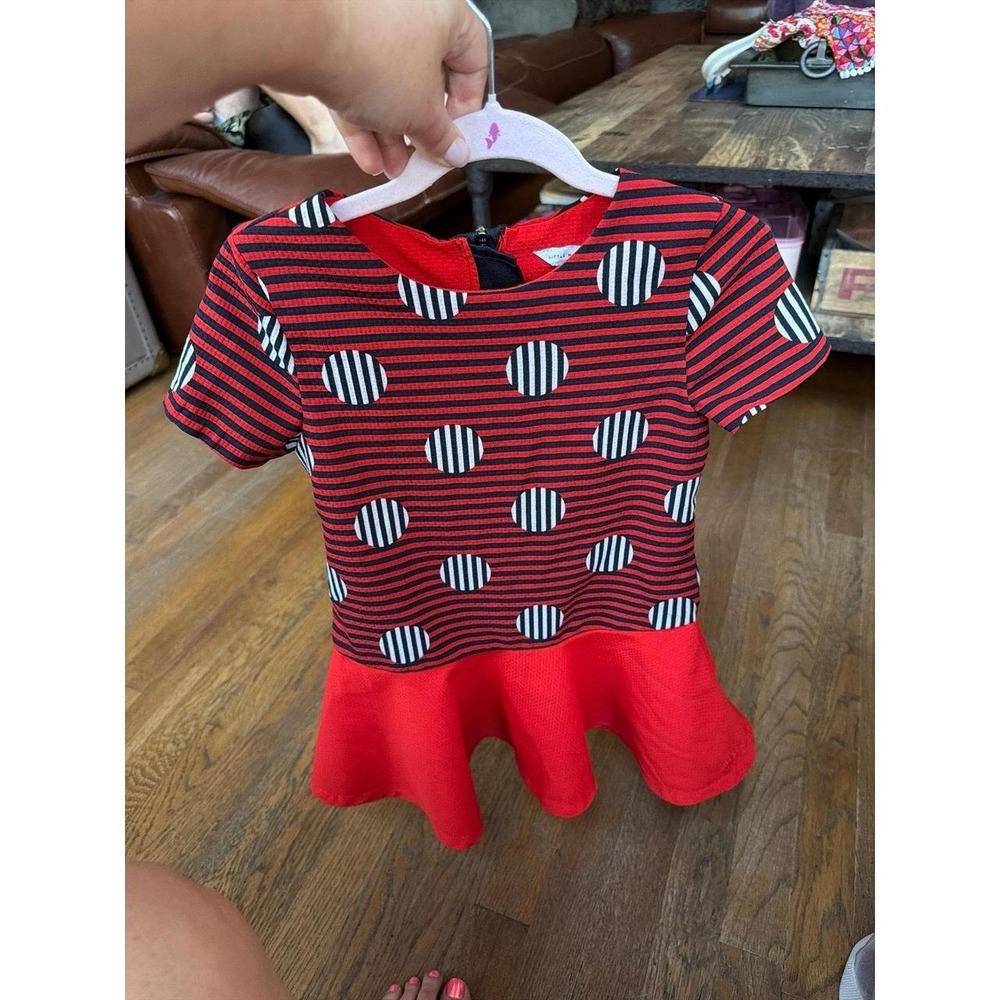 Little Marc Jacobs toddler dress features a vibrant red and black striped 4